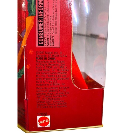 Vintage 1997 Holiday Barbie Doll 17832 Green Eyes New In Box - Picture 7 of 11